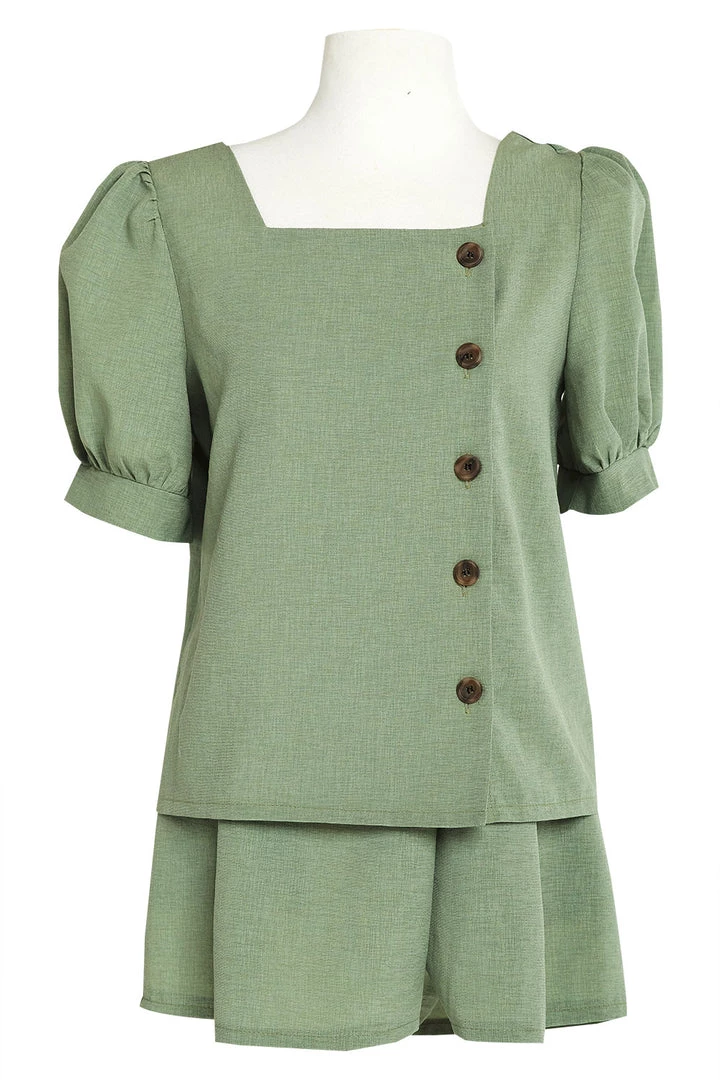 STORETS CLOTHING Emery Puff Sleeve Blouse And Shorts Set