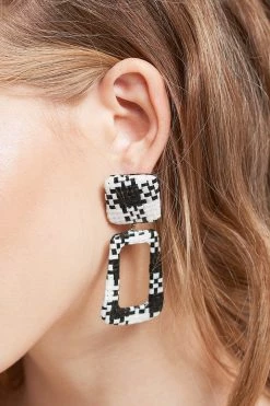 STORETS Check Two Square Earrings ACCESSORIES