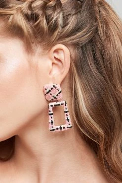 STORETS Check Two Square Earrings ACCESSORIES