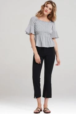 STORETS SALE Pearl Shirred Square Neck Blouse CLOTHING