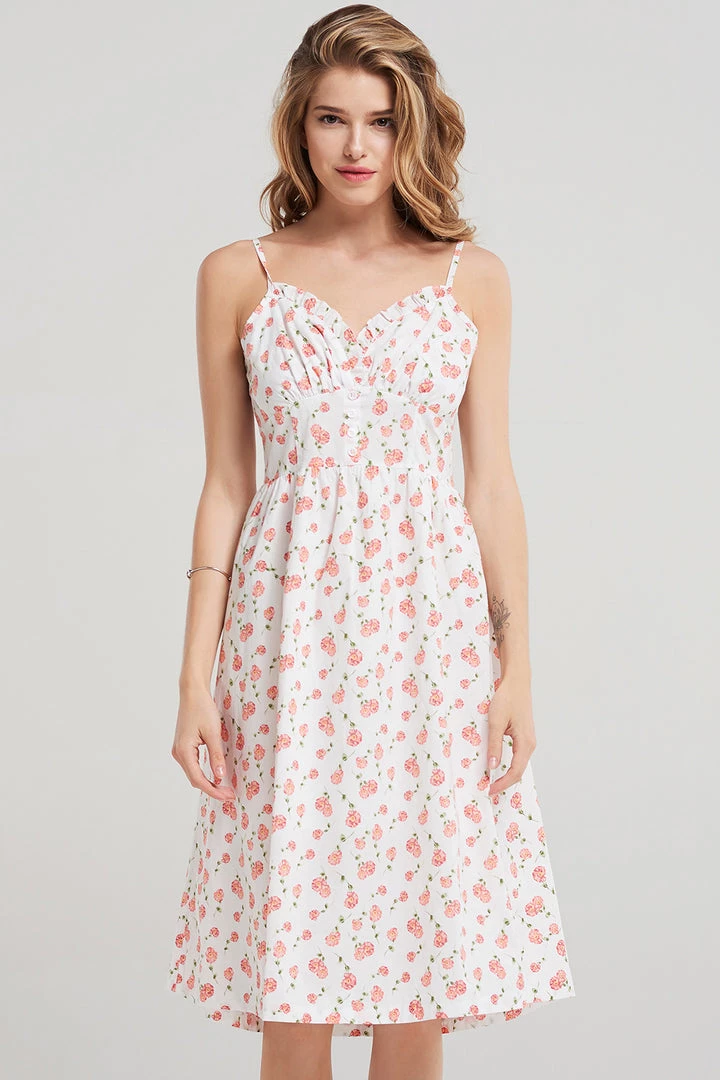 STORETS CLOTHING Cora Flower Strap Dress-Ivory