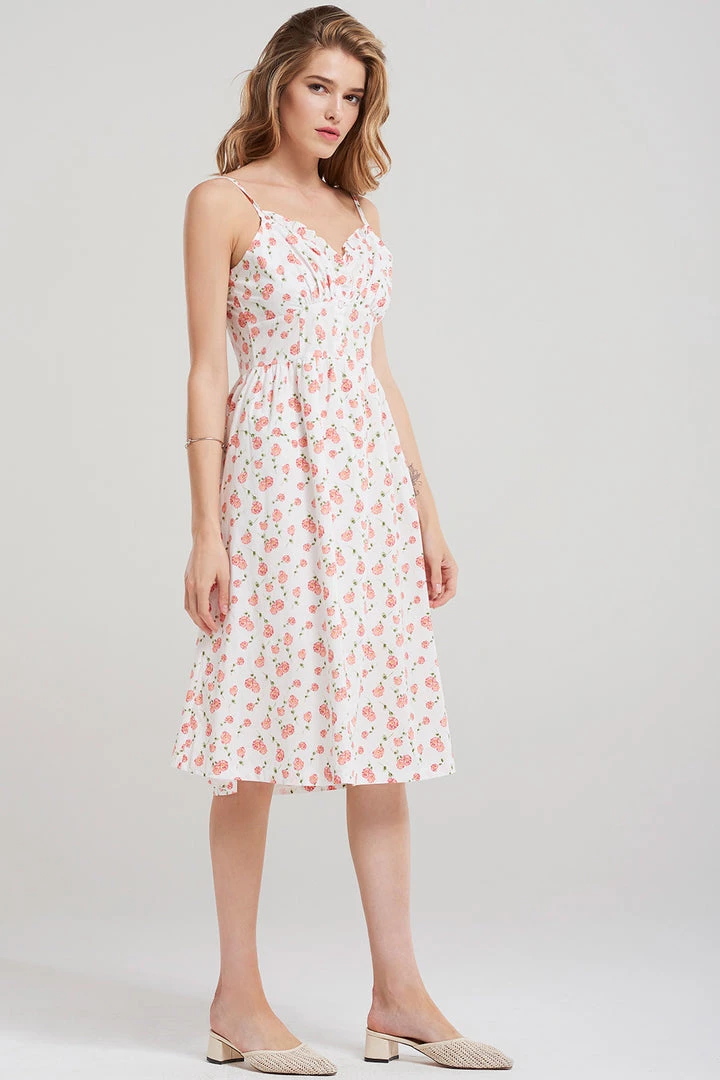 STORETS CLOTHING Cora Flower Strap Dress-Ivory