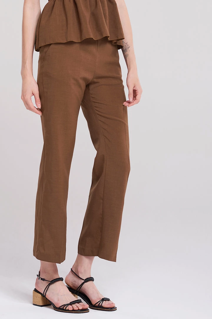 STORETS Jaycee Straight Wide Pants-Brown