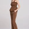 STORETS Jaycee Straight Wide Pants-Brown