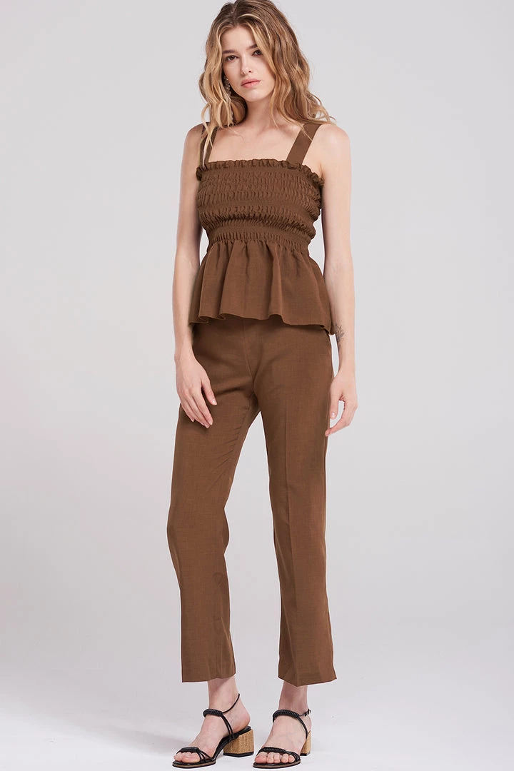STORETS Jaycee Straight Wide Pants-Brown