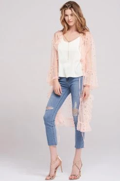 STORETS Santos Mesh Frill Robe-Pink CLOTHING