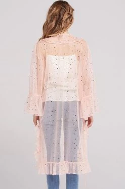 STORETS Santos Mesh Frill Robe-Pink CLOTHING