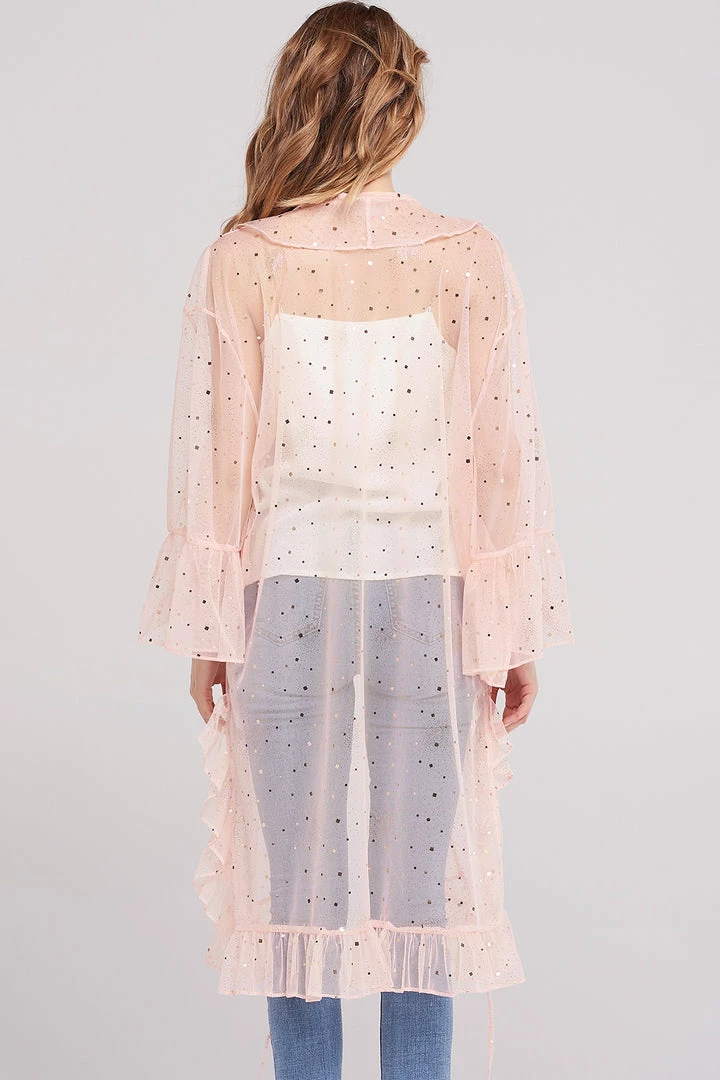 STORETS Santos Mesh Frill Robe-Pink CLOTHING