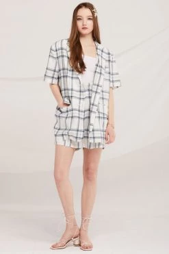 STORETS SALE CLOTHING Elliot Belted Plaid Jacket