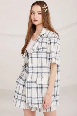 STORETS SALE CLOTHING Elliot Belted Plaid Jacket