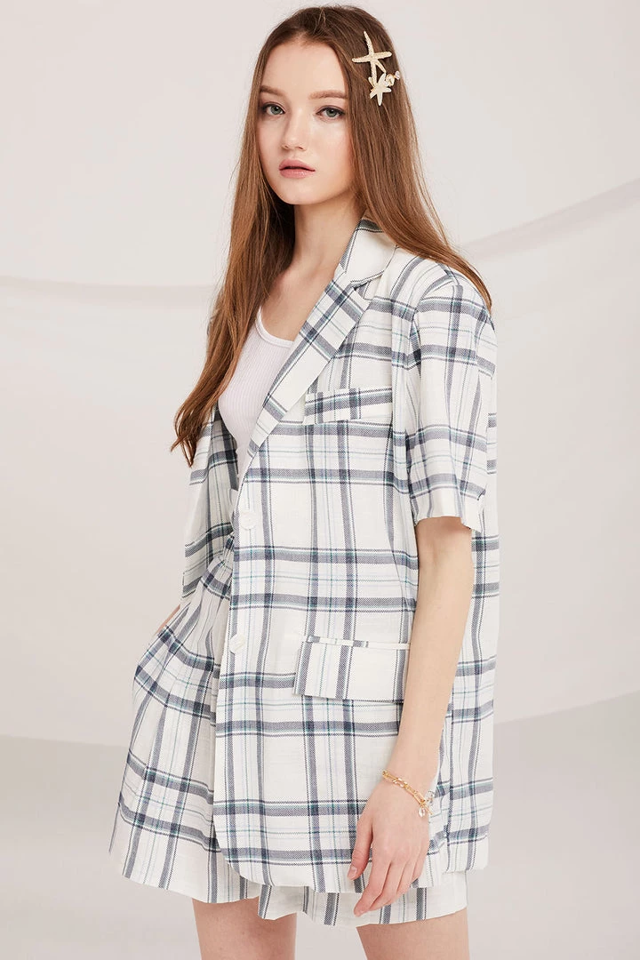 STORETS SALE CLOTHING Elliot Belted Plaid Jacket