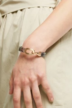 STORETS Gold Hook Bracelet-Charcoal