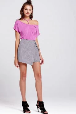 STORETS SALE CLOTHING Stacy Check Eyelet Mini Skort