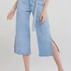 STORETS CLOTHING Anahi Side Slit Denim Belt Pants-Blue