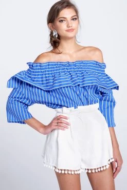 STORETS Maggie Striped Off-the-Shoulder Blouse
