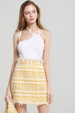 STORETS CLOTHING Kallie Yellow Tweed Skirt-Yellow