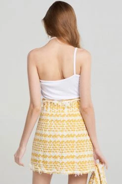 STORETS CLOTHING Kallie Yellow Tweed Skirt-Yellow