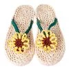 STORETS Flower Point Straw Flip Flops-Beige
