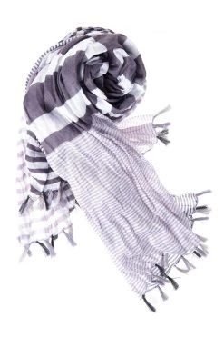 STORETS Stripe Cotton Scarf-Gray ACCESSORIES