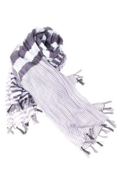 STORETS Stripe Cotton Scarf-Gray ACCESSORIES
