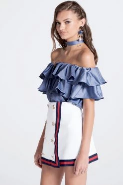 STORETS SALE CLOTHING Olivi Silky Off-the-Shoulder Top