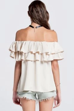 STORETS SALE CLOTHING Olivi Silky Off-the-Shoulder Top
