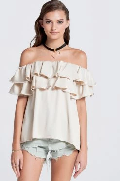 STORETS SALE CLOTHING Olivi Silky Off-the-Shoulder Top