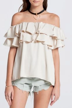 STORETS SALE CLOTHING Olivi Silky Off-the-Shoulder Top