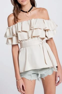 STORETS SALE CLOTHING Olivi Silky Off-the-Shoulder Top