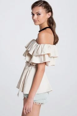 STORETS SALE CLOTHING Olivi Silky Off-the-Shoulder Top