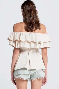 STORETS SALE CLOTHING Olivi Silky Off-the-Shoulder Top