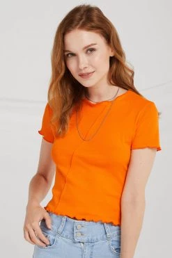 STORETS CLOTHING Daisy Lettuce-Edge Crop Top