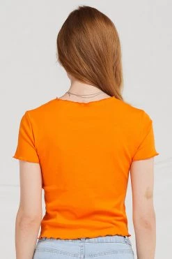 STORETS CLOTHING Daisy Lettuce-Edge Crop Top