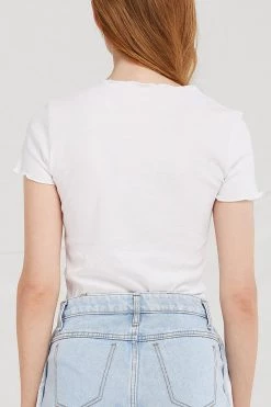 STORETS CLOTHING Daisy Lettuce-Edge Crop Top