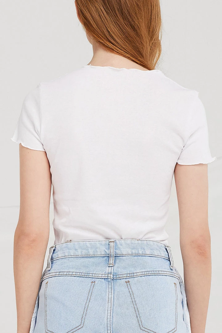 STORETS CLOTHING Daisy Lettuce-Edge Crop Top