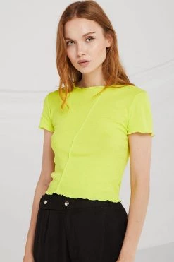STORETS CLOTHING Daisy Lettuce-Edge Crop Top