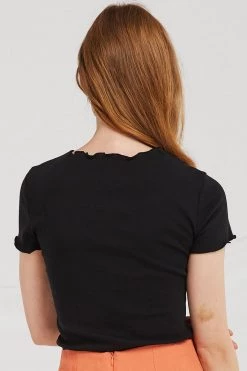 STORETS CLOTHING Daisy Lettuce-Edge Crop Top