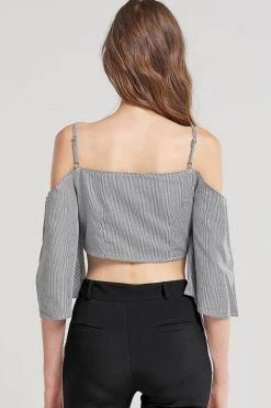 STORETS SALE CLOTHING Leia Front Ribbon-tie Tank Blouse-Black