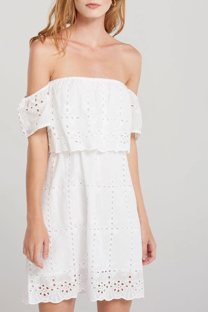 STORETS SALE Dorothy Punched Eyelet Off Dress-2 Colors CLOTHING