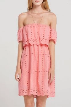 STORETS SALE Dorothy Punched Eyelet Off Dress-2 Colors CLOTHING