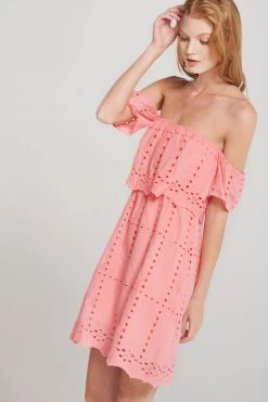 STORETS SALE Dorothy Punched Eyelet Off Dress-2 Colors CLOTHING