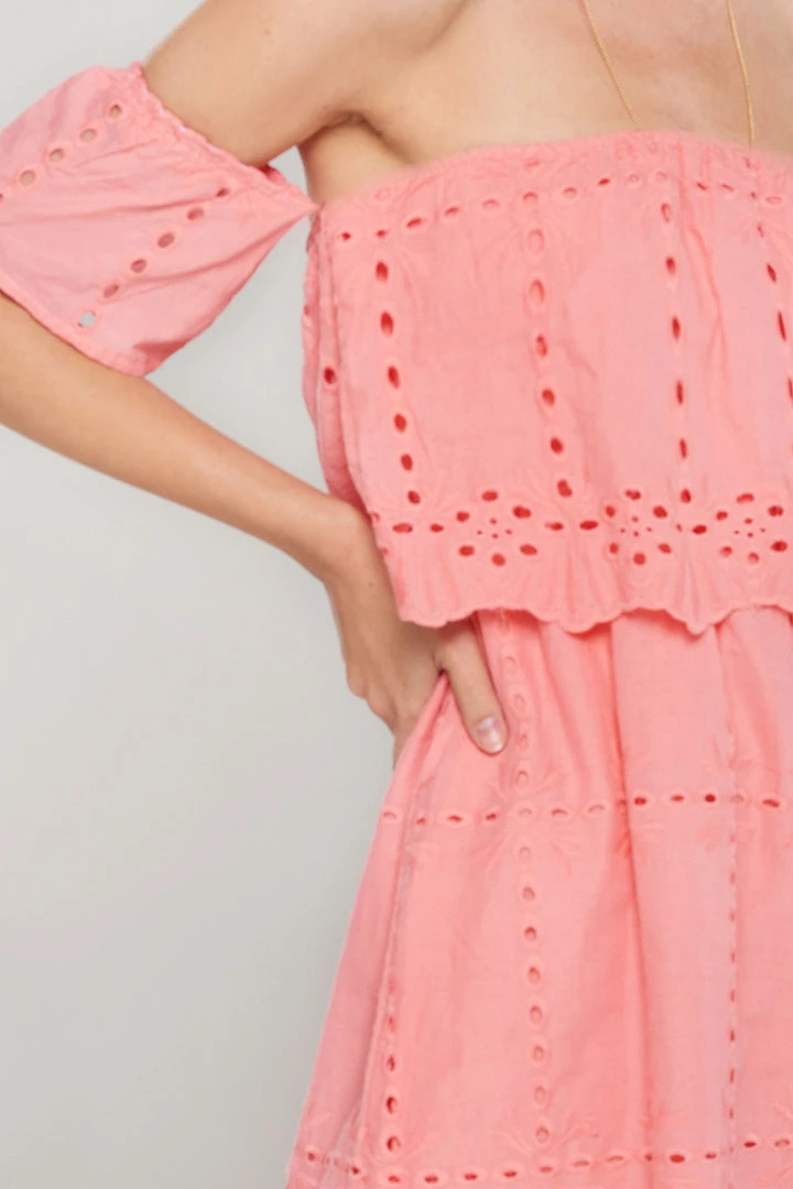 STORETS SALE Dorothy Punched Eyelet Off Dress-2 Colors CLOTHING