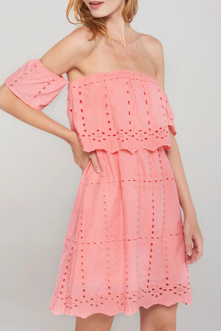 STORETS SALE Dorothy Punched Eyelet Off Dress-2 Colors CLOTHING