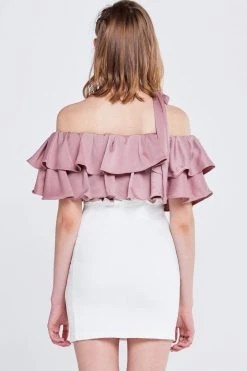 STORETS SALE CLOTHING Olivi Silky Off-the-Shoulder Top