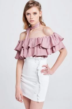 STORETS SALE CLOTHING Olivi Silky Off-the-Shoulder Top