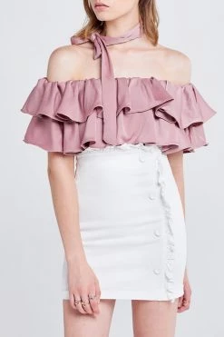 STORETS SALE CLOTHING Olivi Silky Off-the-Shoulder Top