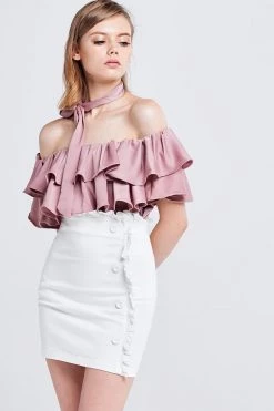 STORETS SALE CLOTHING Olivi Silky Off-the-Shoulder Top