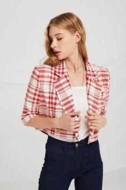STORETS Kinsley Slash Cut Plaid Blazer