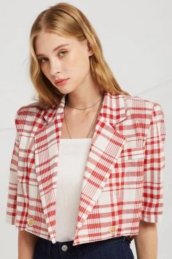STORETS Kinsley Slash Cut Plaid Blazer