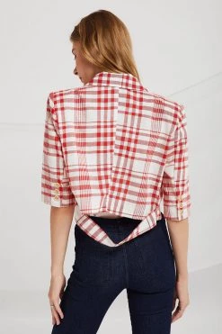 STORETS Kinsley Slash Cut Plaid Blazer